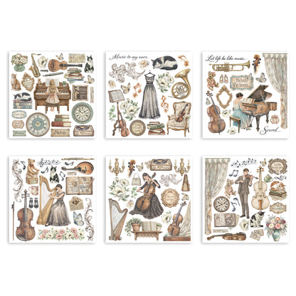 Stamperia Symphony Rub-On 15,5x15,5cm Assortment (6pcs) by Sara Alcobendas