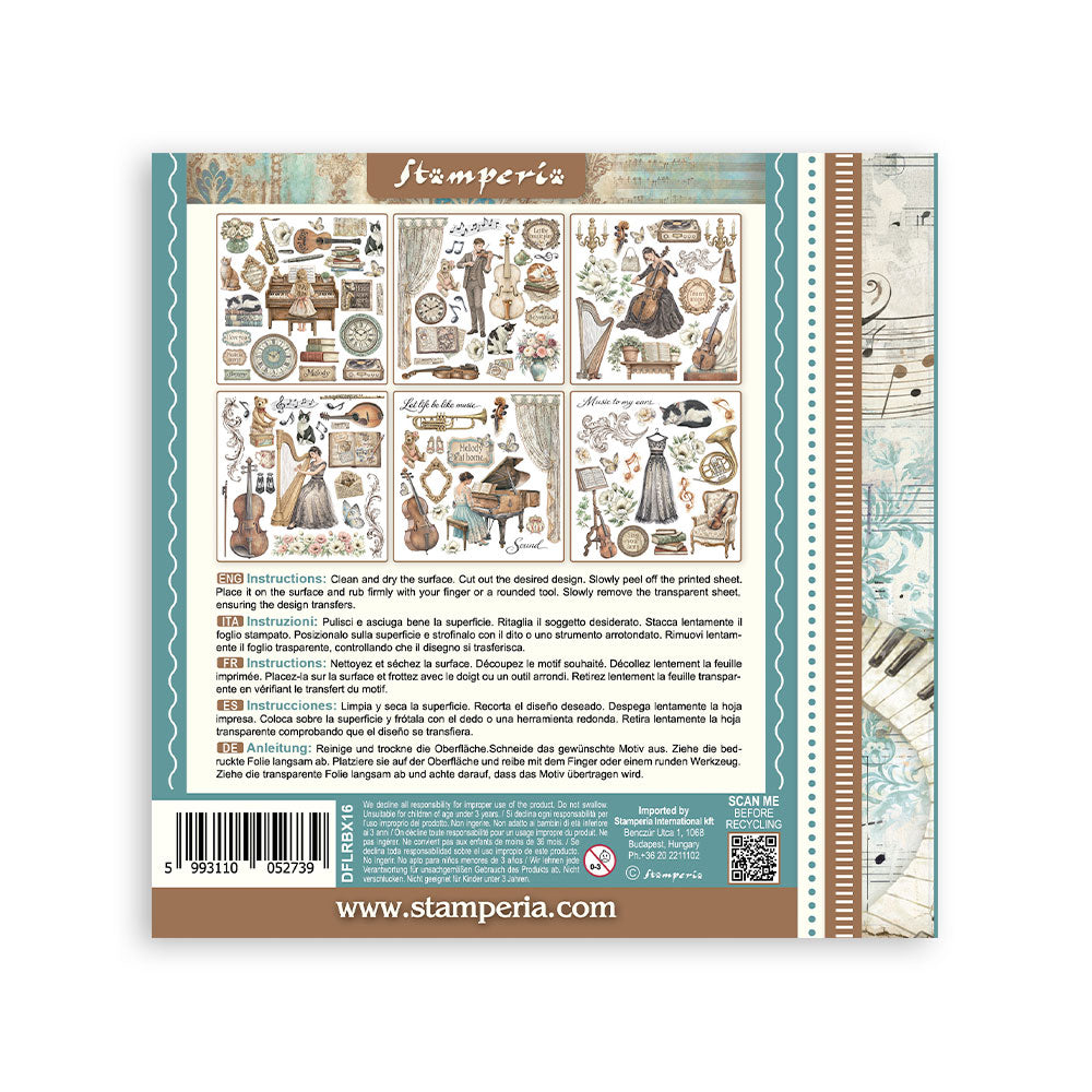 Stamperia Symphony Rub-On 15,5x15,5cm Assortment (6pcs) by Sara Alcobendas