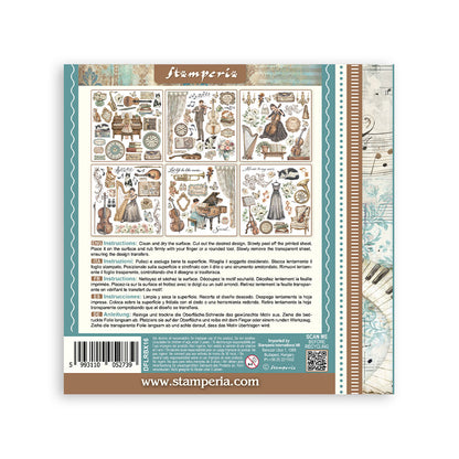 Stamperia Symphony Rub-On 15,5x15,5cm Assortment (6pcs) by Sara Alcobendas
