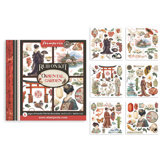 Stamperia Oriental Garden Rub-On 15,5x15,5cm Assortment (6pcs)