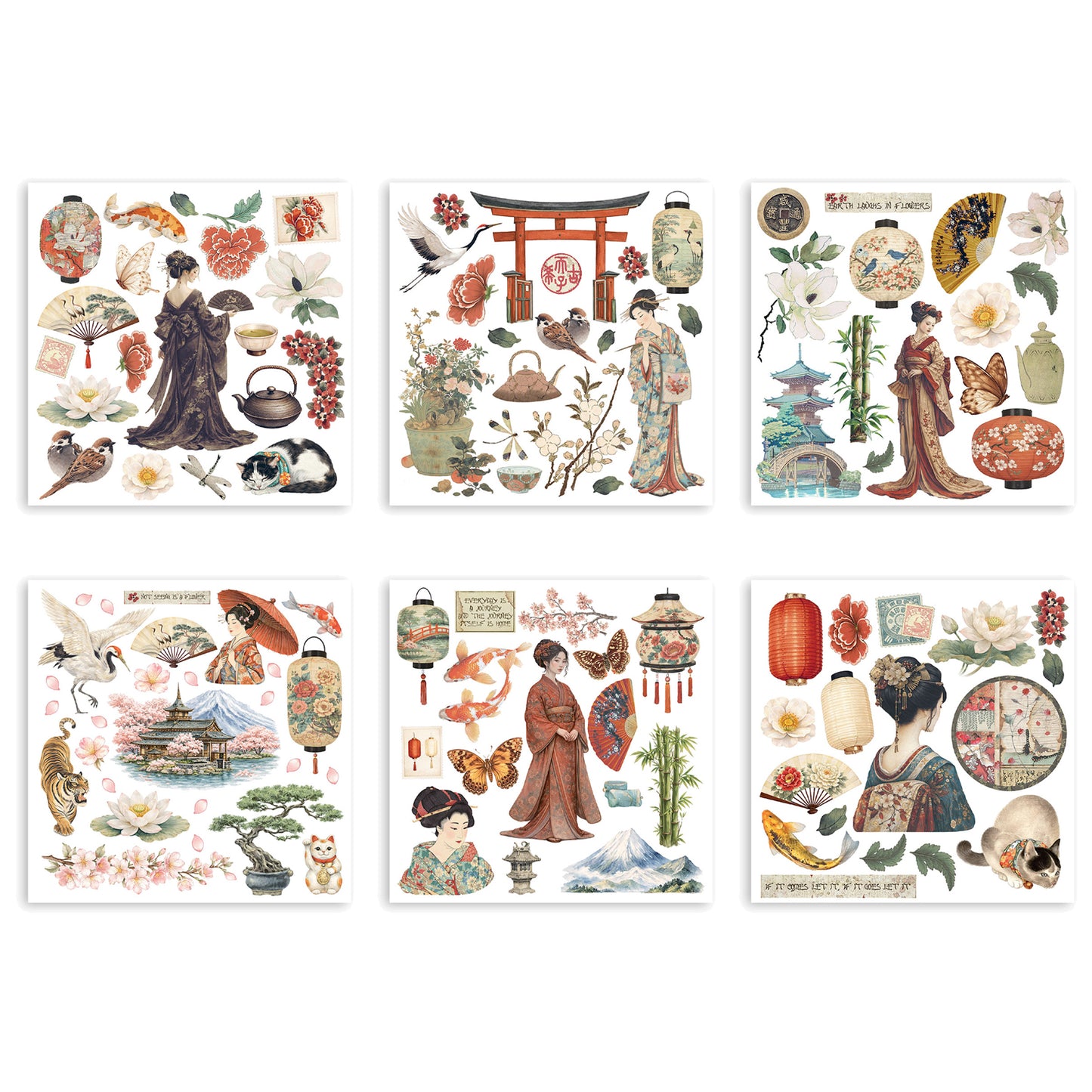 Stamperia Oriental Garden Rub-On 15,5x15,5cm Assortment (6pcs)