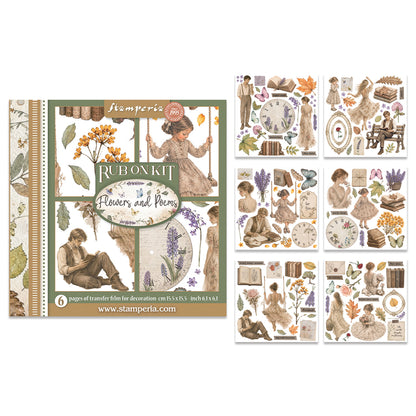 Stamperia Flowers and Poems Rub-On 15,5x15x5cm Assortment (6pcs)