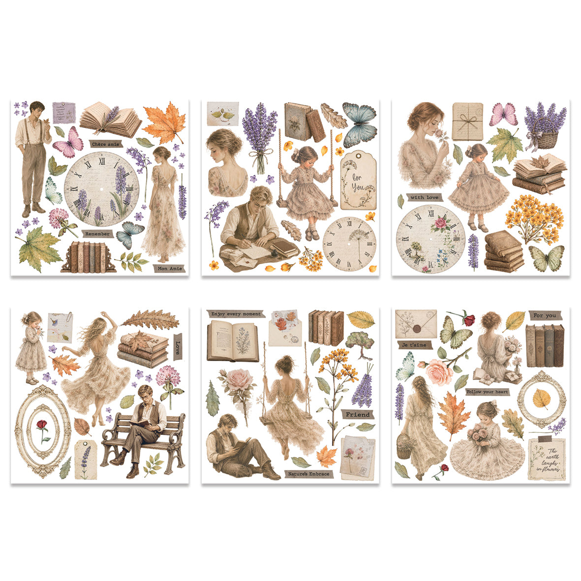 Stamperia Flowers and Poems Rub-On 15,5x15x5cm Assortment (6pcs)
