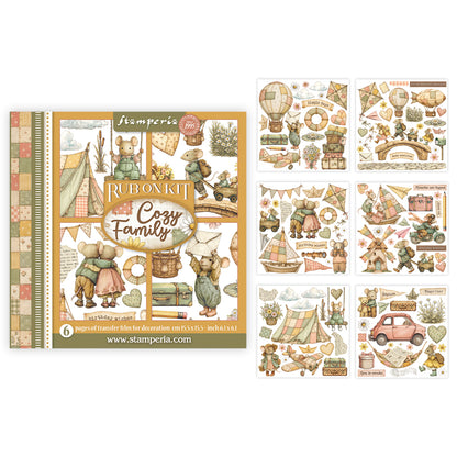 Stamperia CozyFamily Rub-On 15,5x15x5cm Assortment (6pcs)