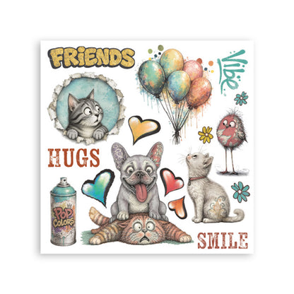 Stamperia Furry Friends 2 Rub-On 15,5x15x5cm Assortment (6pcs) by Antonis Tzanidakis Preorder*