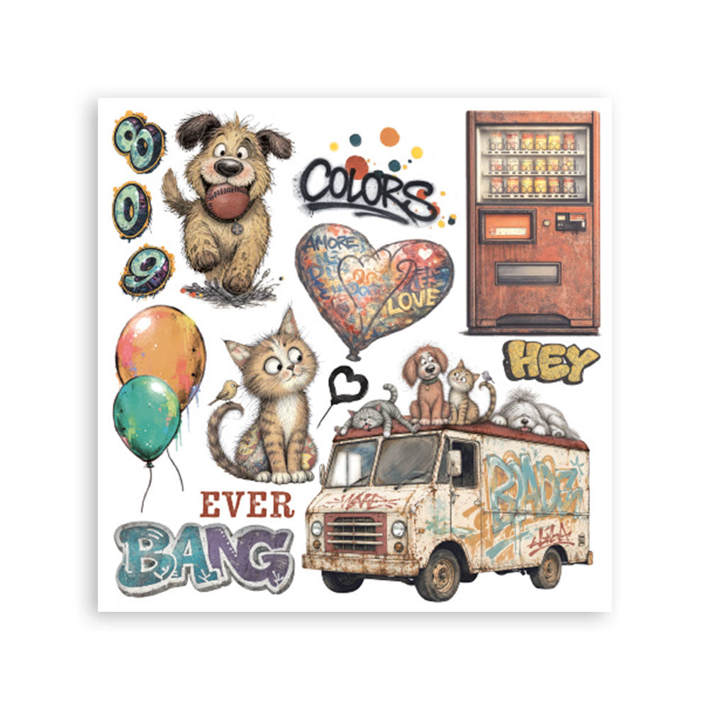Stamperia Furry Friends 2 Rub-On 15,5x15x5cm Assortment (6pcs) by Antonis Tzanidakis Preorder*