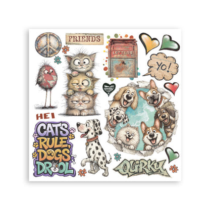 Stamperia Furry Friends 2 Rub-On 15,5x15x5cm Assortment (6pcs) by Antonis Tzanidakis Preorder*