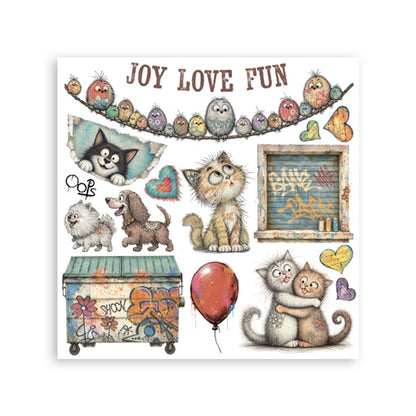 Stamperia Furry Friends 2 Rub-On 15,5x15x5cm Assortment (6pcs) by Antonis Tzanidakis Preorder*