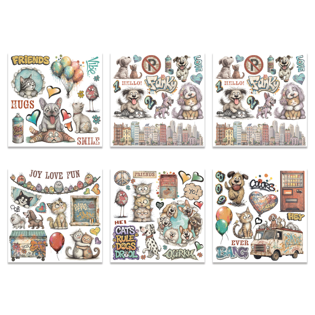 Stamperia Furry Friends 2 Rub-On 15,5x15x5cm Assortment (6pcs) by Antonis Tzanidakis Preorder*