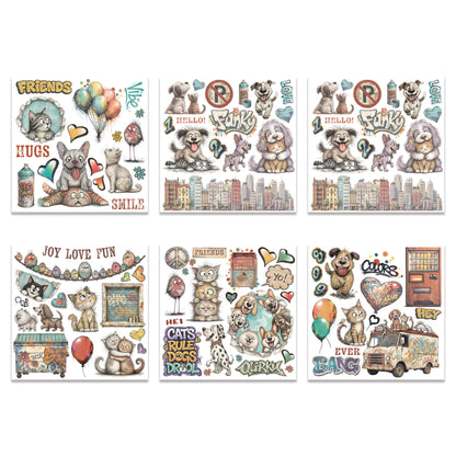 Stamperia Furry Friends 2 Rub-On 15,5x15x5cm Assortment (6pcs) by Antonis Tzanidakis Preorder*
