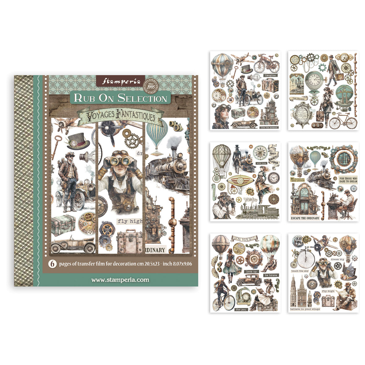 Stamperia Voyages Fantastiques Rub-On 20,5x23cm Assortment (6pcs)