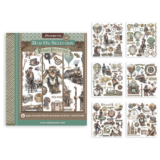 Stamperia Voyages Fantastiques Rub-On 20,5x23cm Assortment (6pcs)