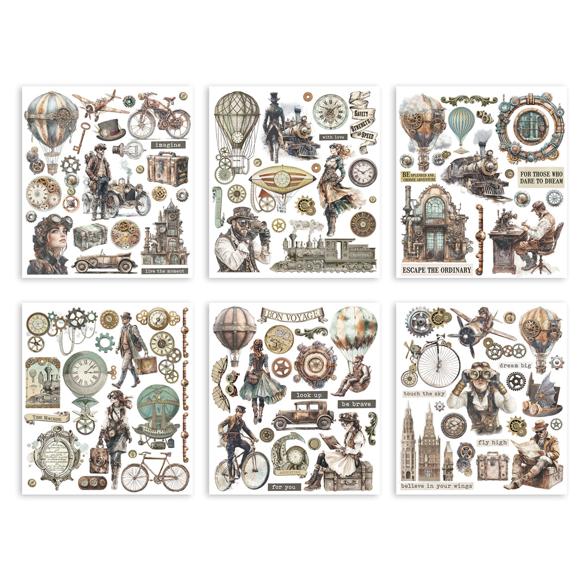 Stamperia Voyages Fantastiques Rub-On 20,5x23cm Assortment (6pcs)