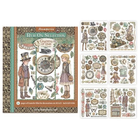 Stamperia Gardens of Time Rub-On 20,5x23cm Assortment (6pcs) (DFLRBXG04)