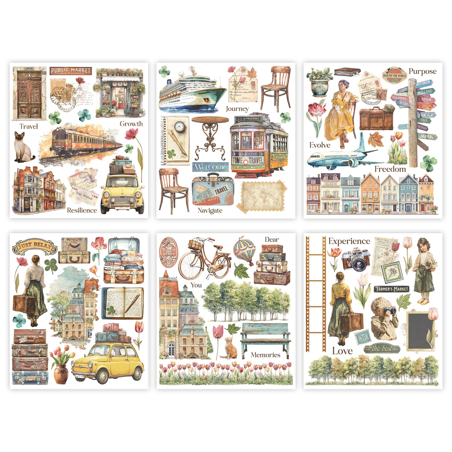 Stamperia Art of Travelling Rub-On 20,5x23cm Assortment (6pcs)