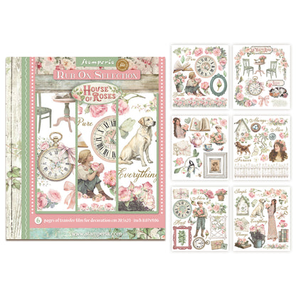 Stamperia House of Roses Rub-On 20,5x23cm Assortment (6pcs) (DFLRBXG06)