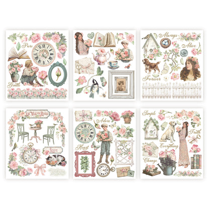 Stamperia House of Roses Rub-On 20,5x23cm Assortment (6pcs) (DFLRBXG06)