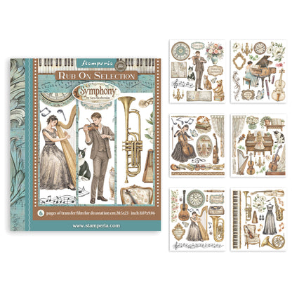 Stamperia Symphony Rub-On 20,5x23cm Assortment (6pcs) by Sara Alcobendas