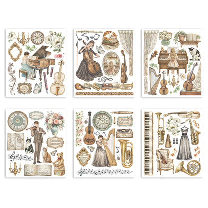 Stamperia Symphony Rub-On 20,5x23cm Assortment (6pcs) by Sara Alcobendas