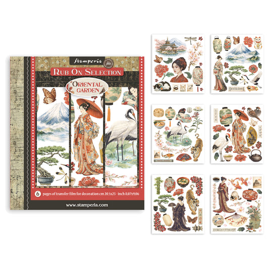 Stamperia Oriental Garden Rub-On 20,5x23cm Assortment (6pcs)