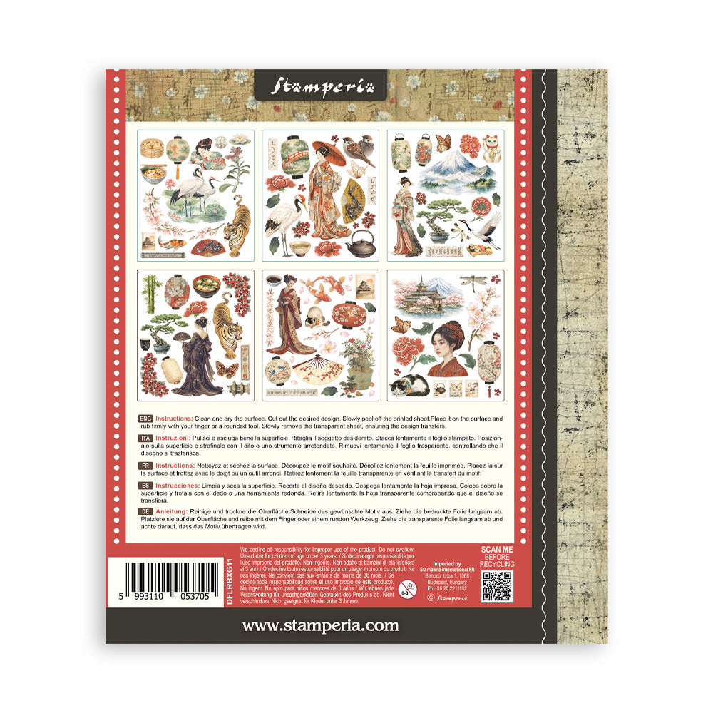 Stamperia Oriental Garden Rub-On 20,5x23cm Assortment (6pcs)
