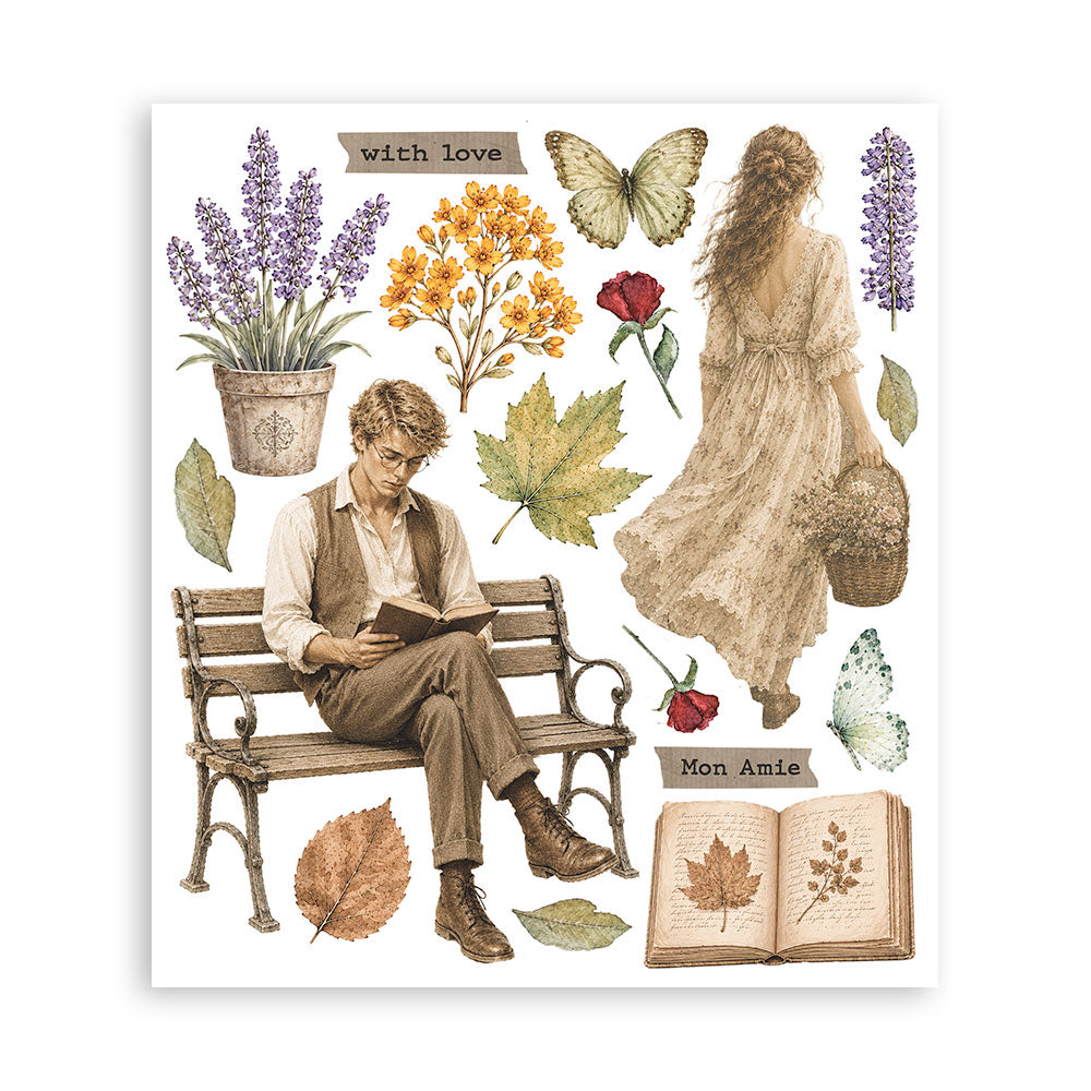 Stamperia Flowers and Poems Rub-On 20,5x23cm Assortment (6pcs)