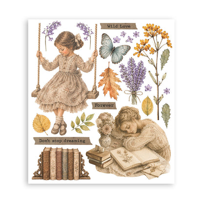 Stamperia Flowers and Poems Rub-On 20,5x23cm Assortment (6pcs)