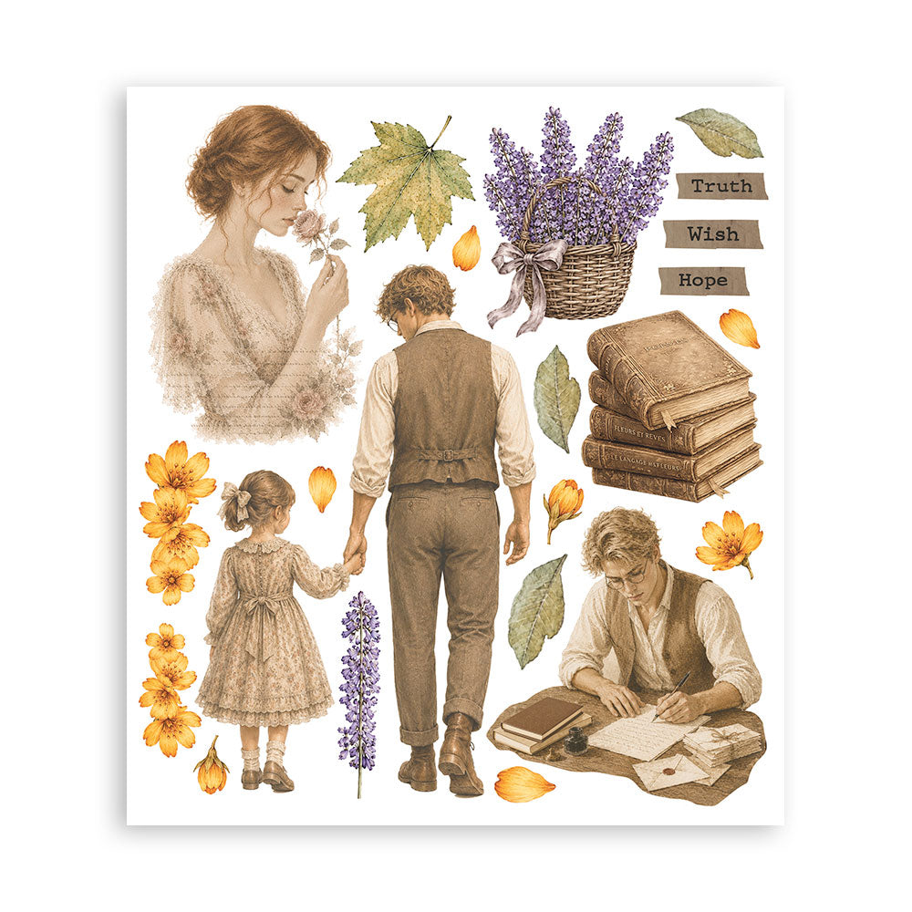 Stamperia Flowers and Poems Rub-On 20,5x23cm Assortment (6pcs)