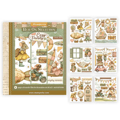 Stamperia CozyFamily Rub-On 20,5x23cm Assortment (6pcs)