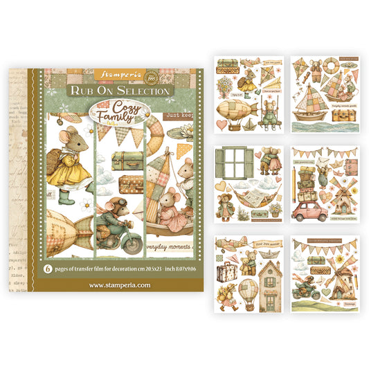 Stamperia CozyFamily Rub-On 20,5x23cm Assortment (6pcs)