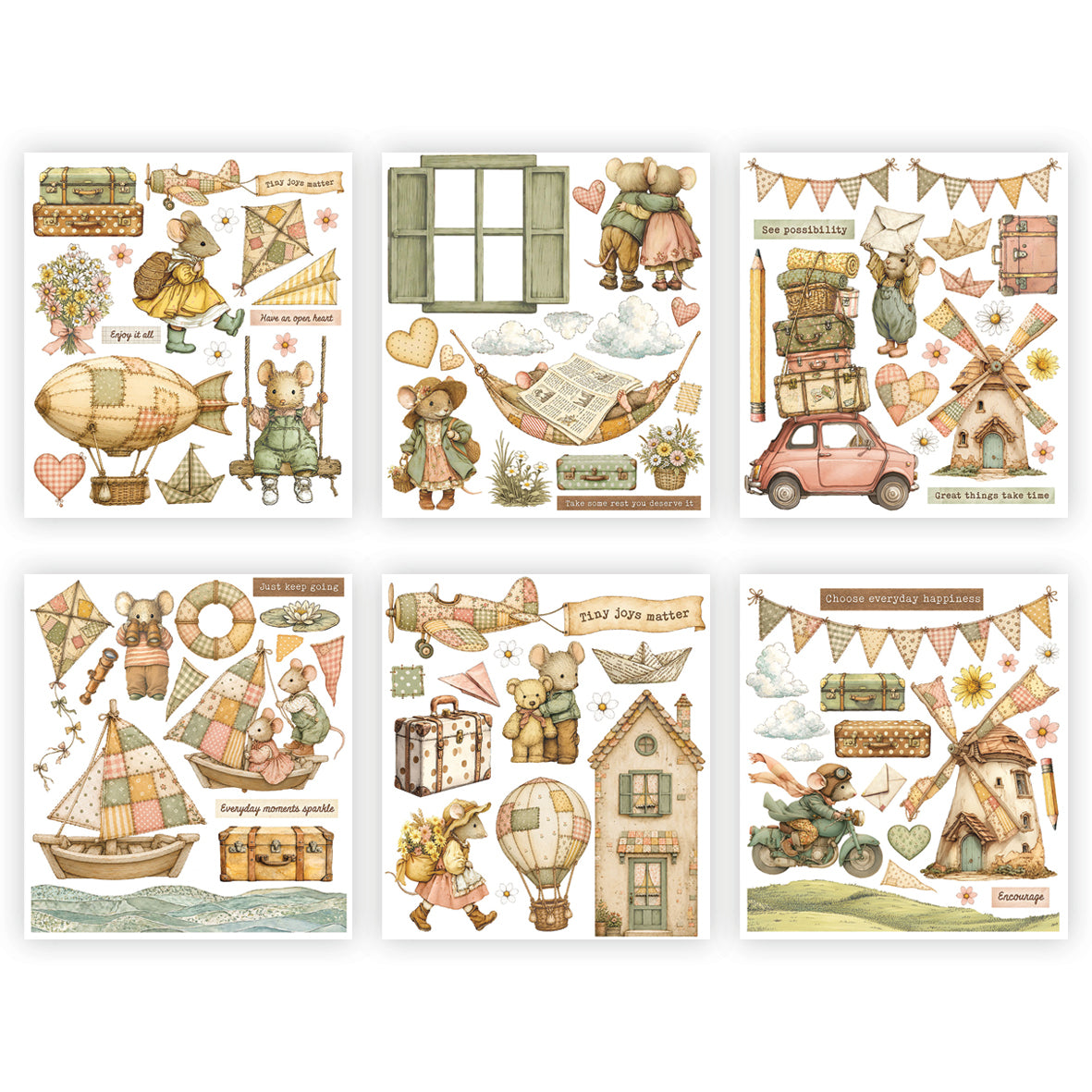 Stamperia CozyFamily Rub-On 20,5x23cm Assortment (6pcs)