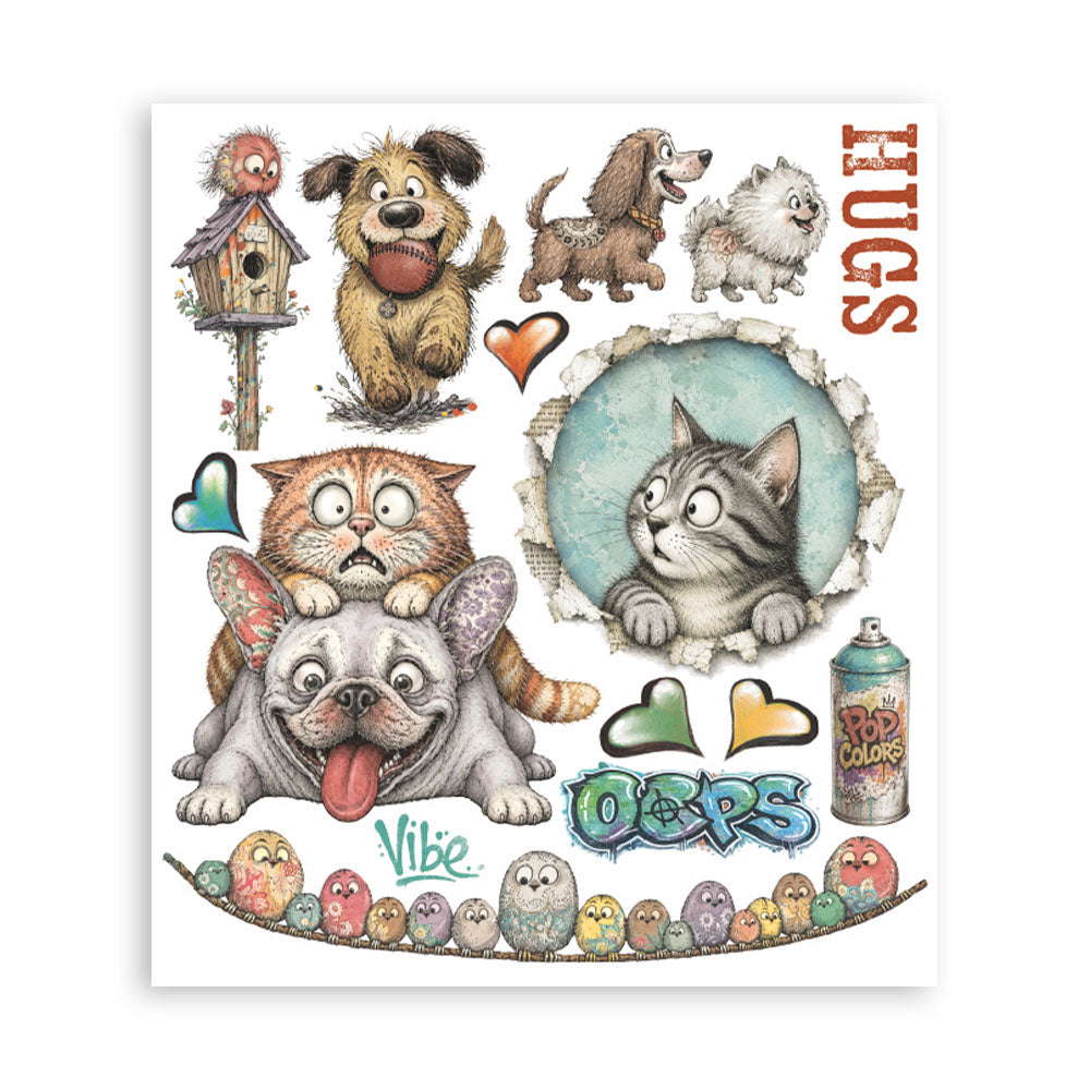 Stamperia Furry Friends 2 Rub-On 20,5x23cm Assortment (6pcs) by Antonis Tzanidakis Preorder*