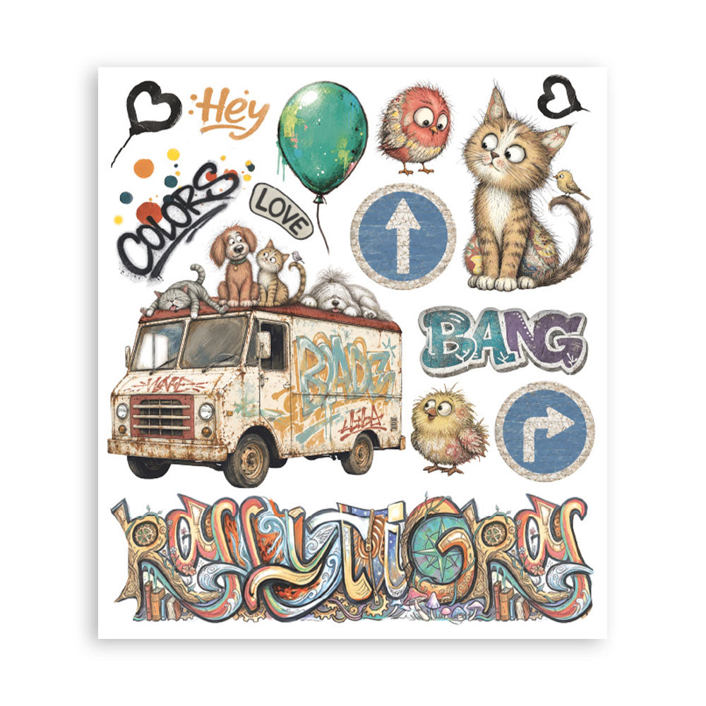 Stamperia Furry Friends 2 Rub-On 20,5x23cm Assortment (6pcs) by Antonis Tzanidakis Preorder*