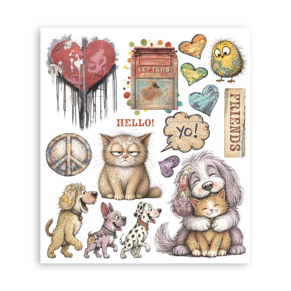 Stamperia Furry Friends 2 Rub-On 20,5x23cm Assortment (6pcs) by Antonis Tzanidakis Preorder*