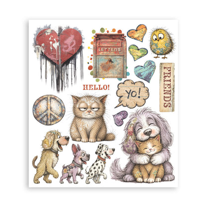 Stamperia Furry Friends 2 Rub-On 20,5x23cm Assortment (6pcs) by Antonis Tzanidakis Preorder*