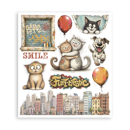 Stamperia Furry Friends 2 Rub-On 20,5x23cm Assortment (6pcs) by Antonis Tzanidakis Preorder*