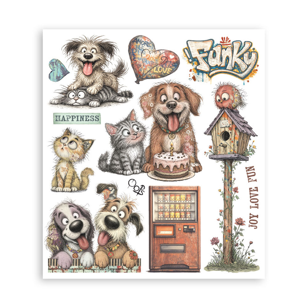 Stamperia Furry Friends 2 Rub-On 20,5x23cm Assortment (6pcs) by Antonis Tzanidakis Preorder*