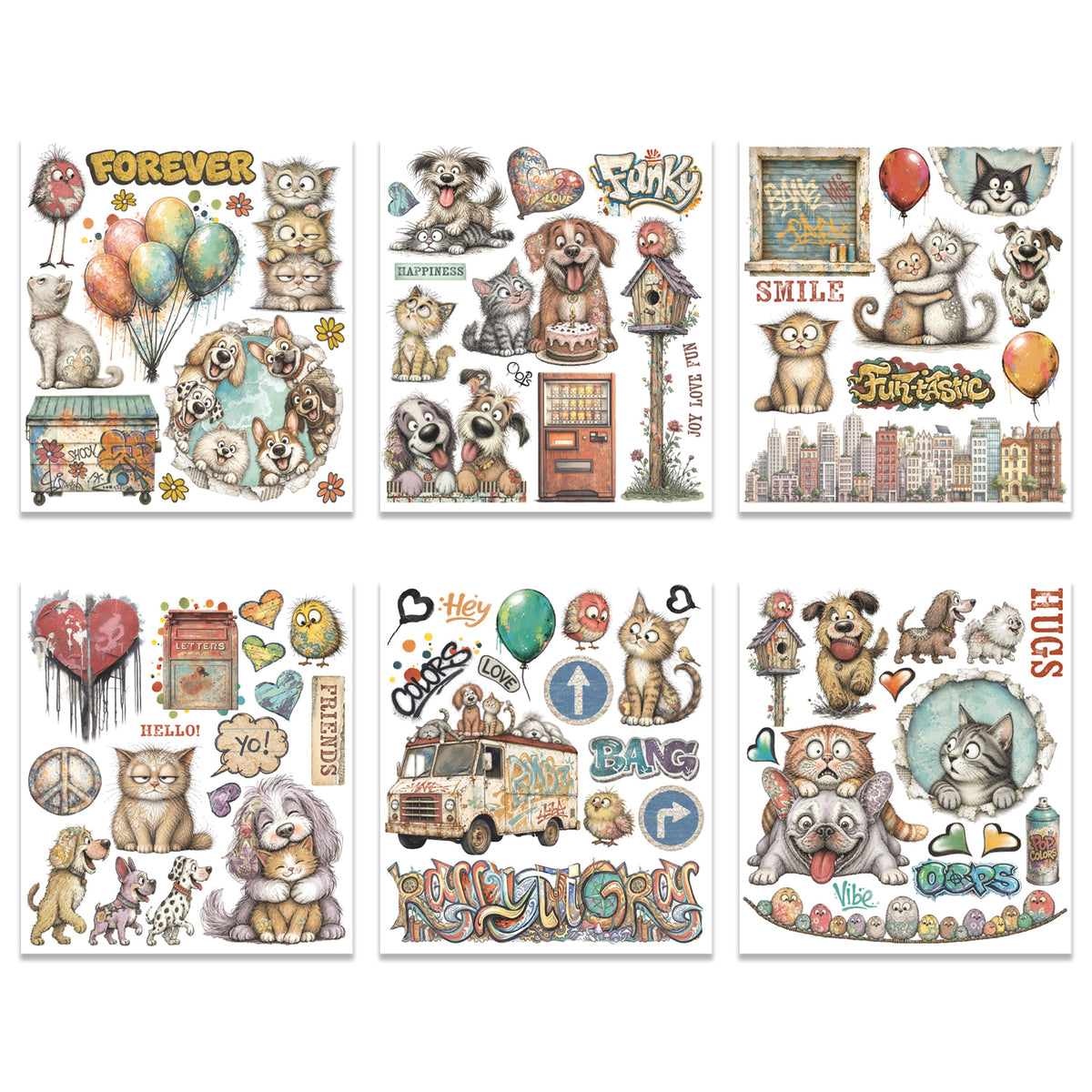 Stamperia Furry Friends 2 Rub-On 20,5x23cm Assortment (6pcs) by Antonis Tzanidakis Preorder*