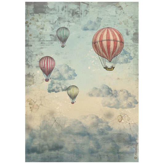 Stamperia Voyages Fantastiques A4 Rice Paper Air Balloons
