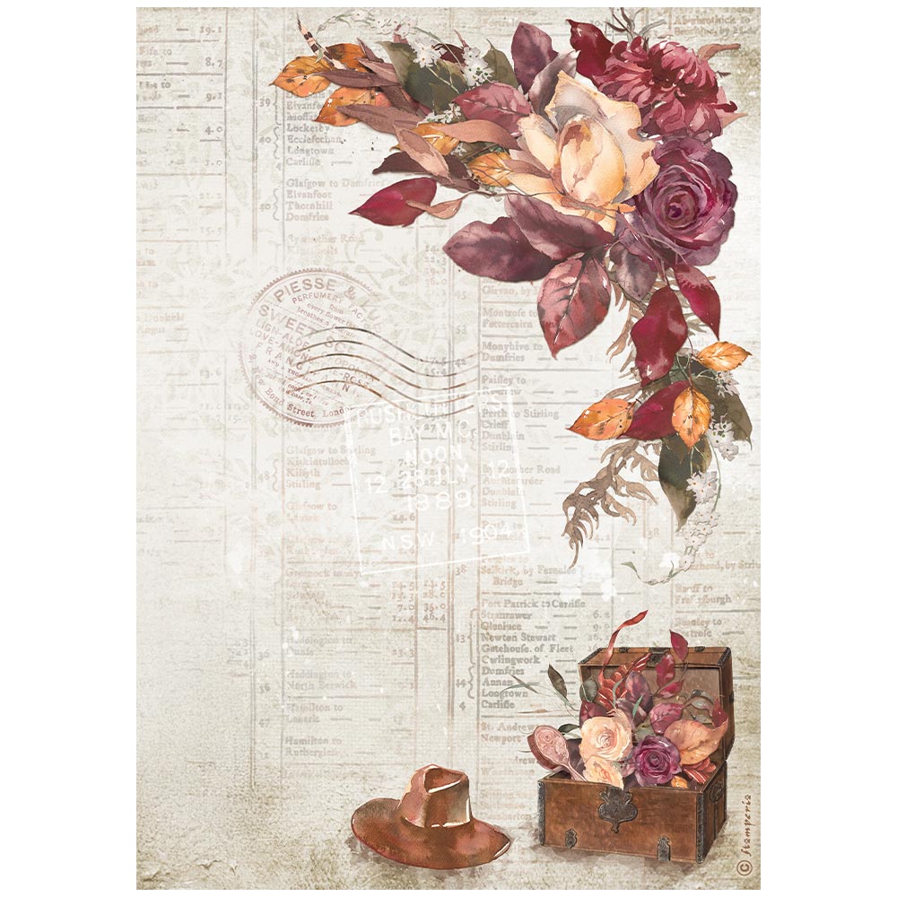 Stamperia Our Way A4 Rice Paper Chest and Hat