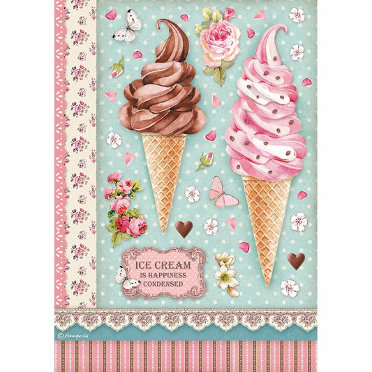Stamperia A4 Rice Paper Ice Cream