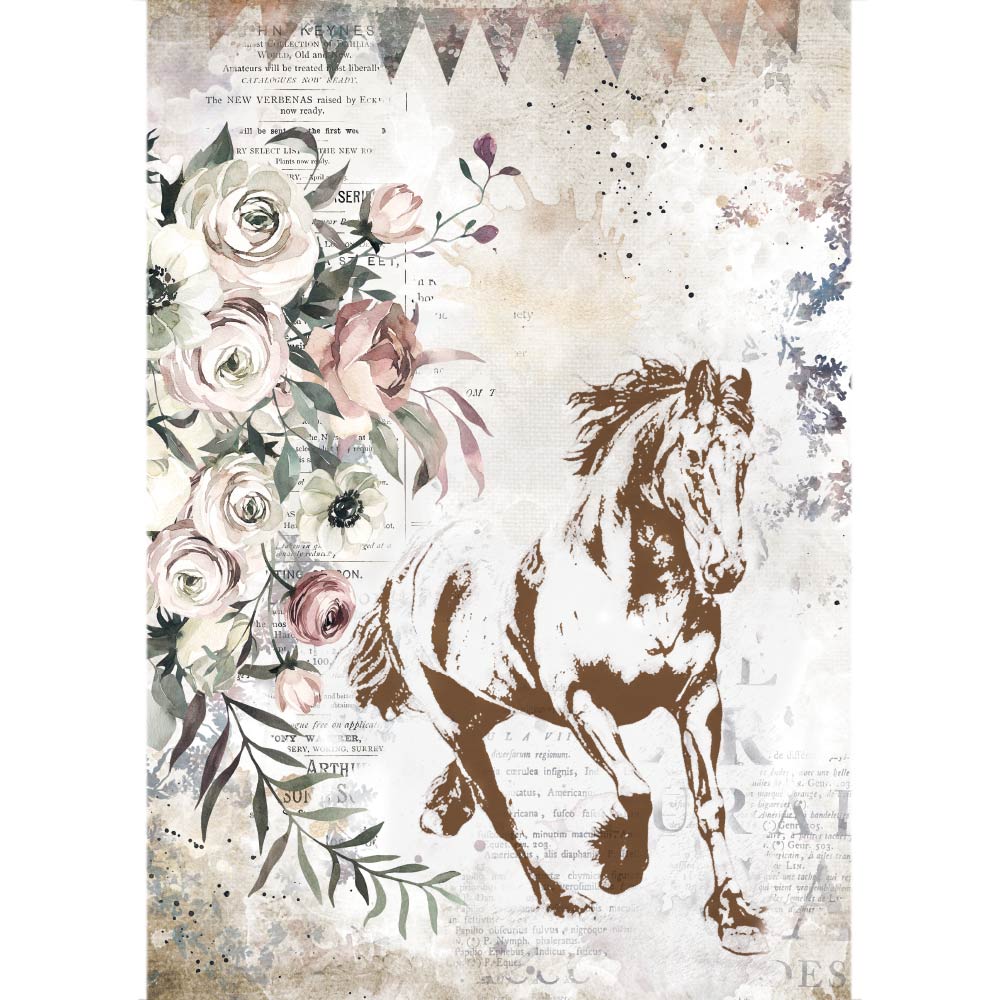 Stamperia A4 Rice Paper Romantic Horses Running Horse