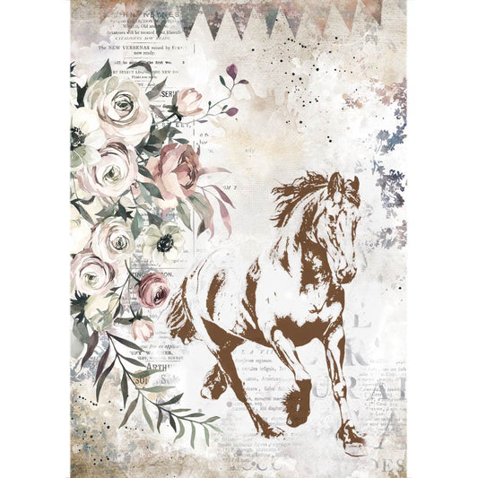 Stamperia A4 Rice Paper Romantic Horses Running Horse
