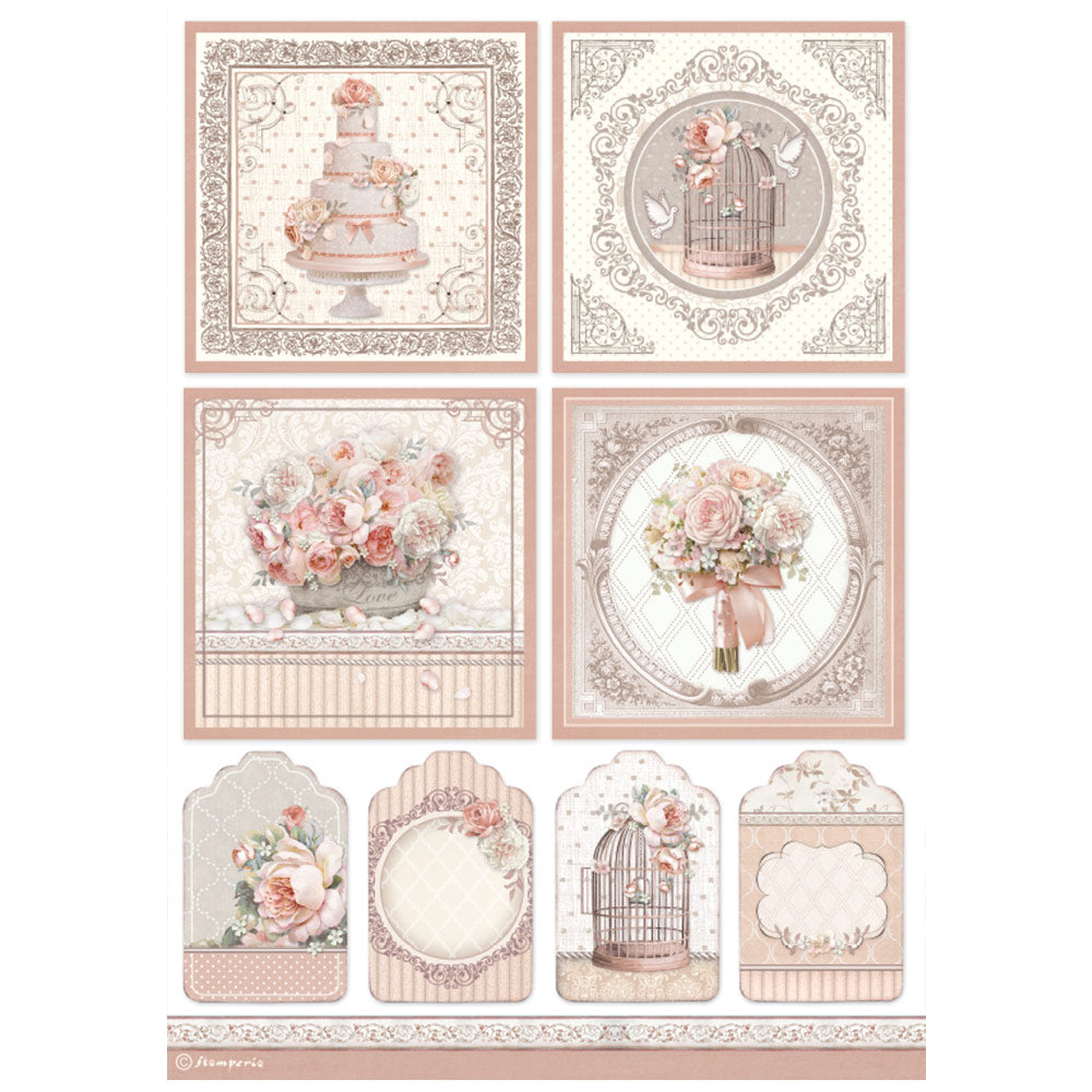 Stamperia A4 Rice Paper You And Me Cards