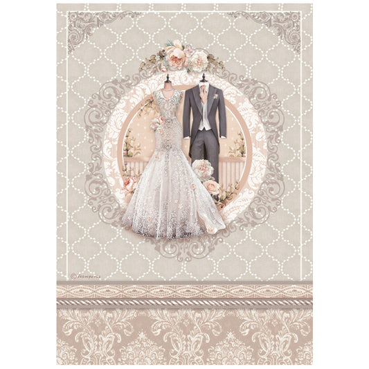 Stamperia A4 Rice Paper You And Me Wedding Dress