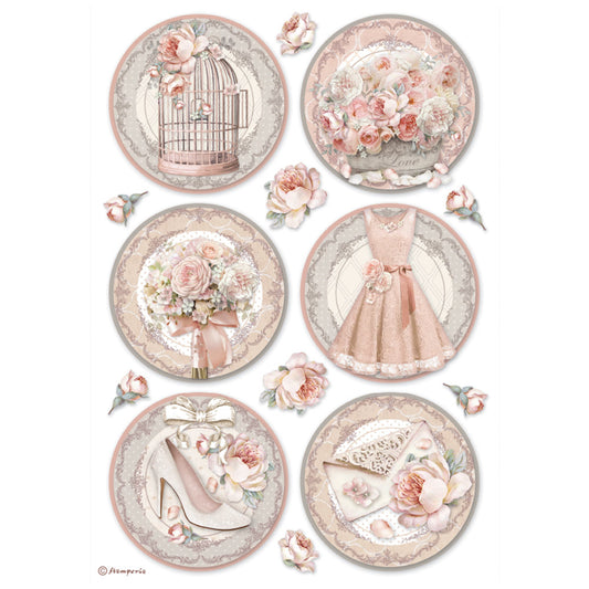 Stamperia A4 Rice Paper You And Me Rounds
