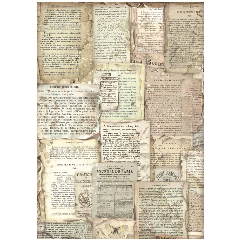 Stamperia A4 Rice Paper Vintage Library Book Pages