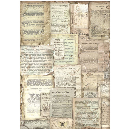 Stamperia A4 Rice Paper Vintage Library Book Pages