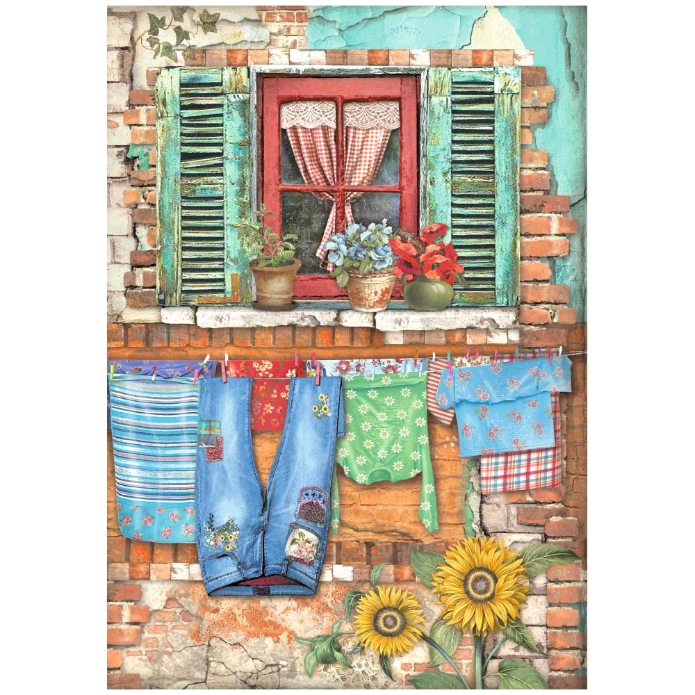 Stamperia A4 Rice Paper Sunflower Art Window