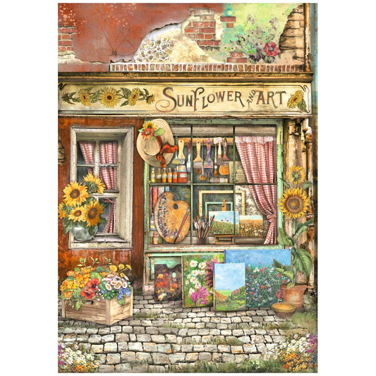 Stamperia A4 Rice Paper Sunflower Art Shop